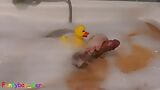 The duck and the cock - Bathtub play with soft (and a little bit hard) cock  snapshot 7