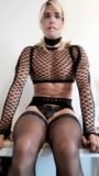 Crossdressing sissy Lana smoking and grooving in sexy lingerie snapshot 1