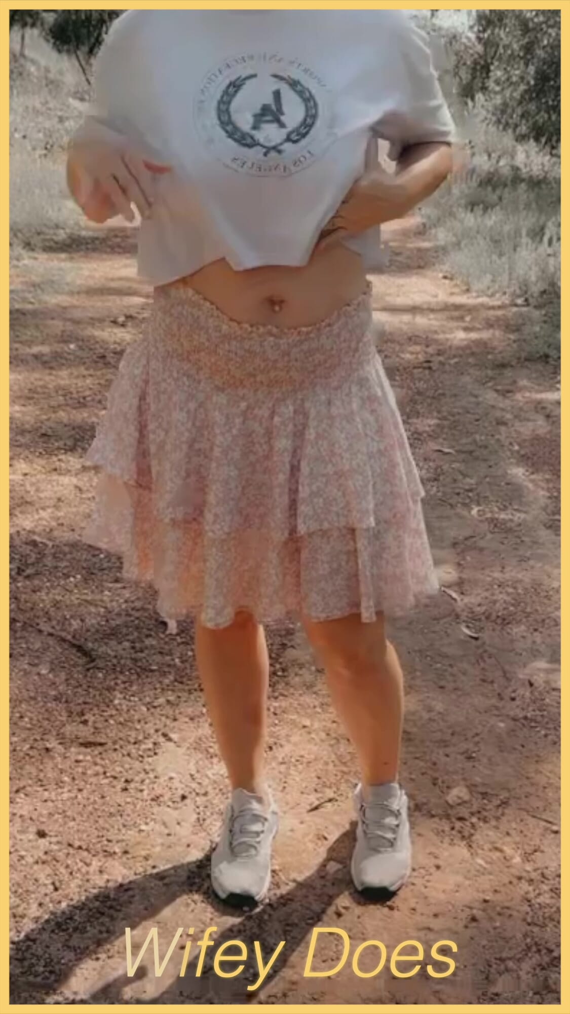 Wifey heads out in public flashing her perfect tits and amazing body and wearing no panties and a short skirt.