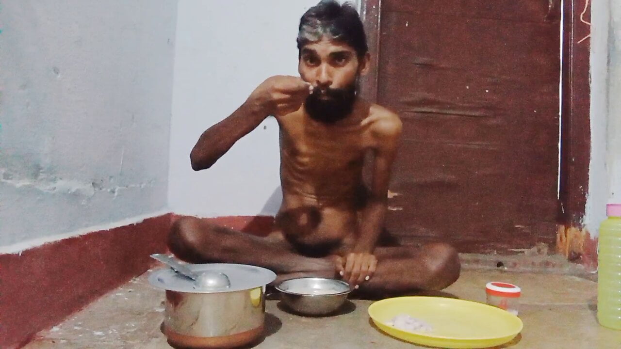 Skinny sexy hot boy Rajeshplayboy993 food eating.