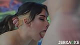 Jerkaoke- Petite Brunette Aria Lee Rides Big Cock snapshot 19