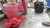 Bhabhi ki hot bathing outside with sex Indian house snapshot 1