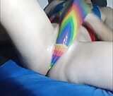 Playing With My Hot Wet Cock in My Rainbow Thong snapshot 7