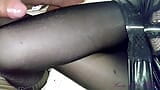 A girl in black pantyhose gets sperm on pantyhose. Super quality! snapshot 3