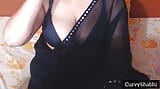 Indiana sexy em sari preto snapshot 6