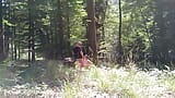 Exhibitionist-ehefrau trinkt pisse und nimmt gesichtsbesamung im wald snapshot 9