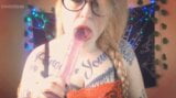 Gagging on the dildo with lots of saliva snapshot 7