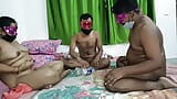 Threesome,Indian hot wife sex with boyfriend and his friend snapshot 8