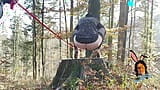 Beautiful milf mom takes outside with leashed butplug in her ass to take piss like a dog HUMILIATION snapshot 15