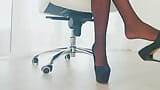 I walk around the office with a naked pussy in stockings snapshot 14