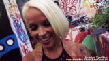 Une MILF blonde allemande mince se fait draguer en ligne pour du sexe en plein air snapshot 4