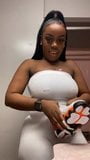 Ebony in White Spandex – Cameltoe and Tits snapshot 20