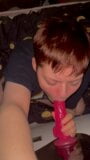 Trans boy Alexander practicing cock sucking on his dildo snapshot 3