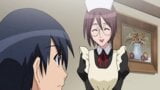 Busty maid gives a sloppy blowjob to young boy – Hentai snapshot 1