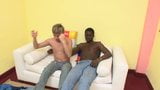 Ebony and Ivory couple get hot and nasty with their dongs on sofa snapshot 2