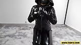 Fejira com PVC chloride jumpsuit with chain binding and hood smothering snapshot 2