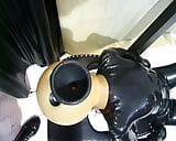 BDSM hardcore latex suit with funnel head snapshot 17
