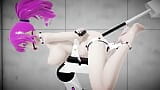 Rwby Yang Xiao обнаженный раком секс с хентай тренажером для бондажа MMD 3D фиолетовый цвет волос, монтаж Smixix snapshot 5