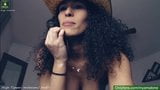 Busty exotic cowgirl Mya fools around topless snapshot 4