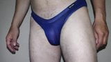 Blue shiny tight underwear snapshot 5