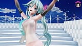 Miku yang imut - tarian seksi + buka baju bertahap (bokep hentai 3d) snapshot 5