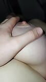 Berlin: Stranger fingers my girlfriend's hairy pussy and plays with her nipples. snapshot 4