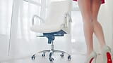 I'm sitting in wet from orgasm pantyhose on an office chair snapshot 14