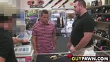 Handsome guy given money to fuck two homo pawn shop workers snapshot 3