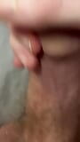 close up Jerking and playing with my wet cock and foreskin snapshot 7