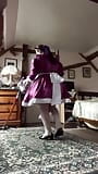 In purple and white maid outfit, from my creation in sewing, to vacuum snapshot 6