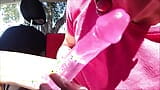 Sucking huge dildo and shooting cum in back of my car snapshot 7