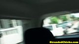 Stranded blonde fucked closeup in dudes car snapshot 3