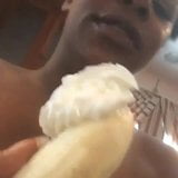 Ebony Eat Banana With Cream snapshot 2