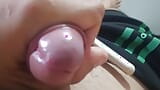 Enlargement of the penis hole with the help of the silicone barrier. snapshot 5