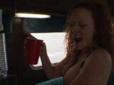 Three horny dudes invited redhead chick to drop off at her door in their bang van snapshot 3