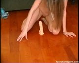 Masturbating with dildo on the floor snapshot 3