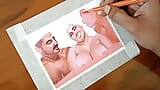 Erotic Art Or Drawing Of a Sexy Indian Woman Having A Steamy Affair with her Two Brother In Laws snapshot 8