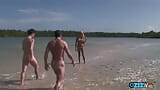 Rough double penetration with a hot blonde in shallow waters snapshot 2