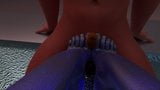 Menina de limo azul fodendo e punheta com os pés na banheira snapshot 1