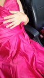 Cum pleasure with beautiful satin pink party dress snapshot 6