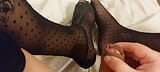 Crossdreser I do Footjob to a dildo and I cum on my foot with stockings snapshot 4