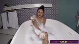 Крошечная азиатская юная ледибой Nonny принимает мыльную ванну перед аналом раком snapshot 3