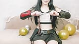 Tifa Lockhart from Final Fantasy talks dirty, blows balloons and pops them with her strong hands snapshot 7