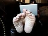 Nerdy girl shows her meaty soles for the camera snapshot 15