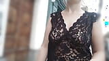 she walks around the city without a bra in a see-through blouse snapshot 9