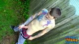 Straight bad boy Blinx strokes his big dick outdoor and cums snapshot 14