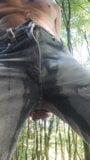 Pissing in the woods and cumming close up. snapshot 11