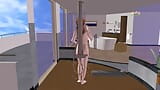 Animowany film animowany w 3D przedstawiający uroczą scenę prysznicową dla nastolatków nago. snapshot 3