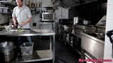 Euro babe anally creamed in restaurant kitchen snapshot 1