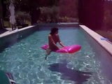 topless girlfriend in pool dancing snapshot 2